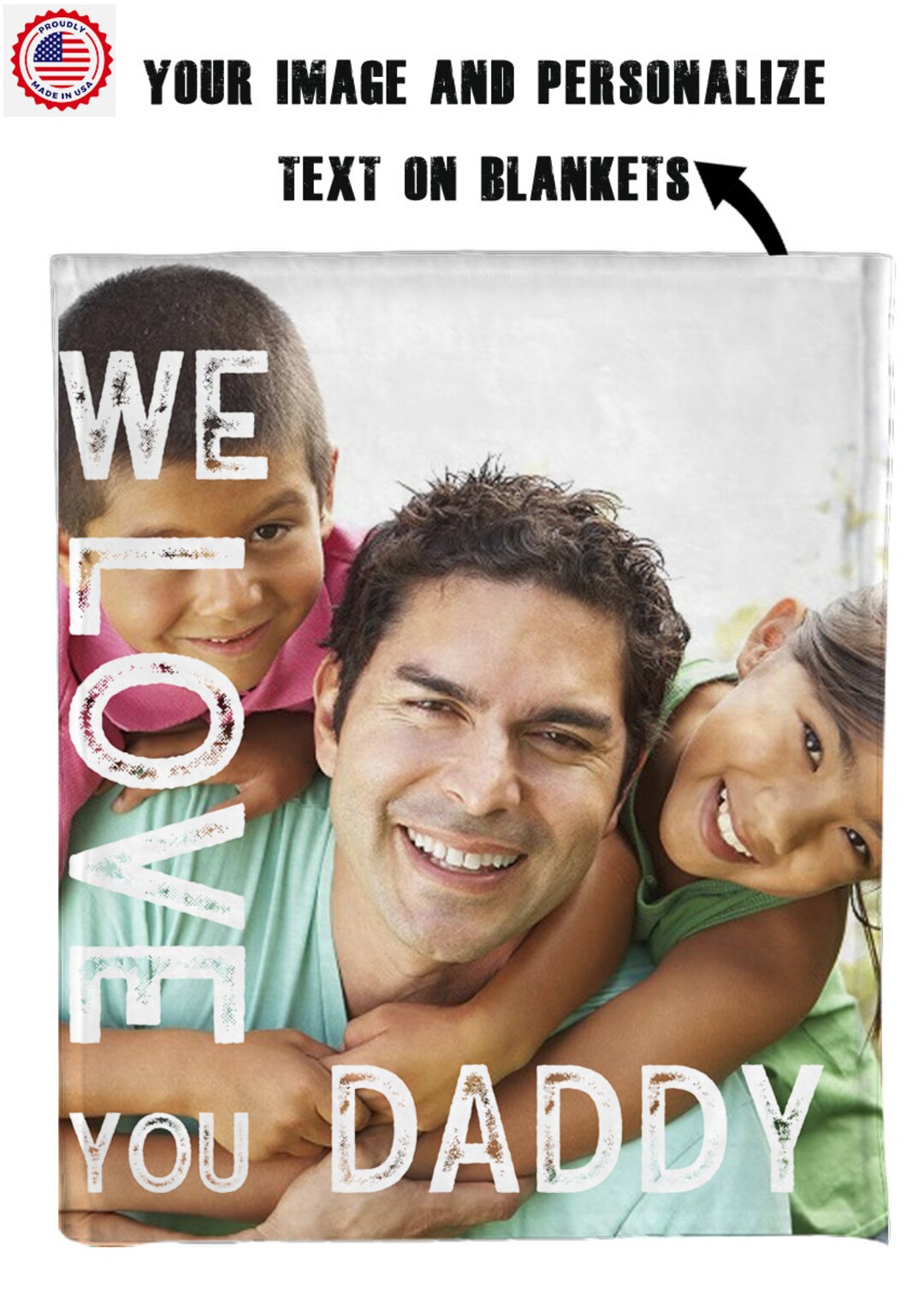 Personalized Picture Blanket With Custom Text, Custom Blanket,family