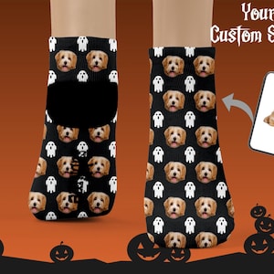 Personalized Kids Socks, Halloween Face Socks, Halloween Gift For Kids, Spooky Halloween Pumpkin Costume Socks, Trick or Treat Party Favor