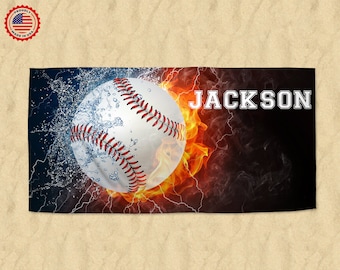 Personalisiertes Feuer Baseball Strandtuch, personalisiertes Baseball Strandtuch, 30x60 Strandtuch, benutzerdefiniertes Sporttuch, Baseballteam Bevorzugung, Team Geschenk