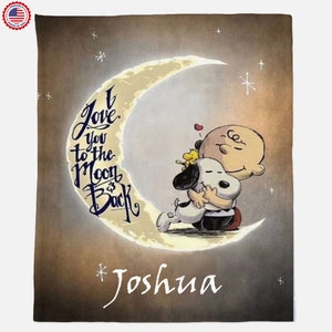 Manta personalizable, manta con nombre "Te amo hasta la luna y más allá", idea de regalo de cumpleaños, regalo especial