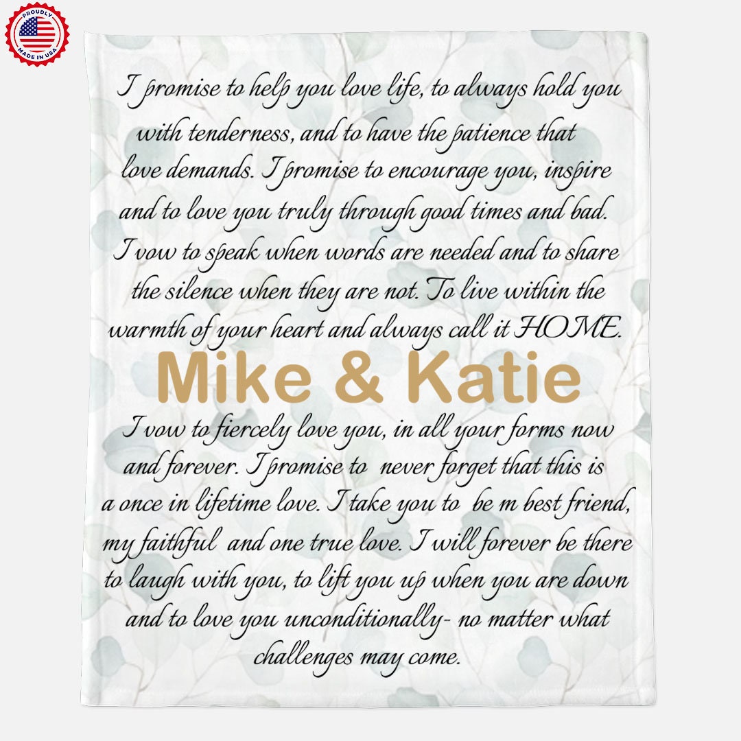 Mr and Mrs Wedding Vows Blanket Personalized Wedding Couple Etsy