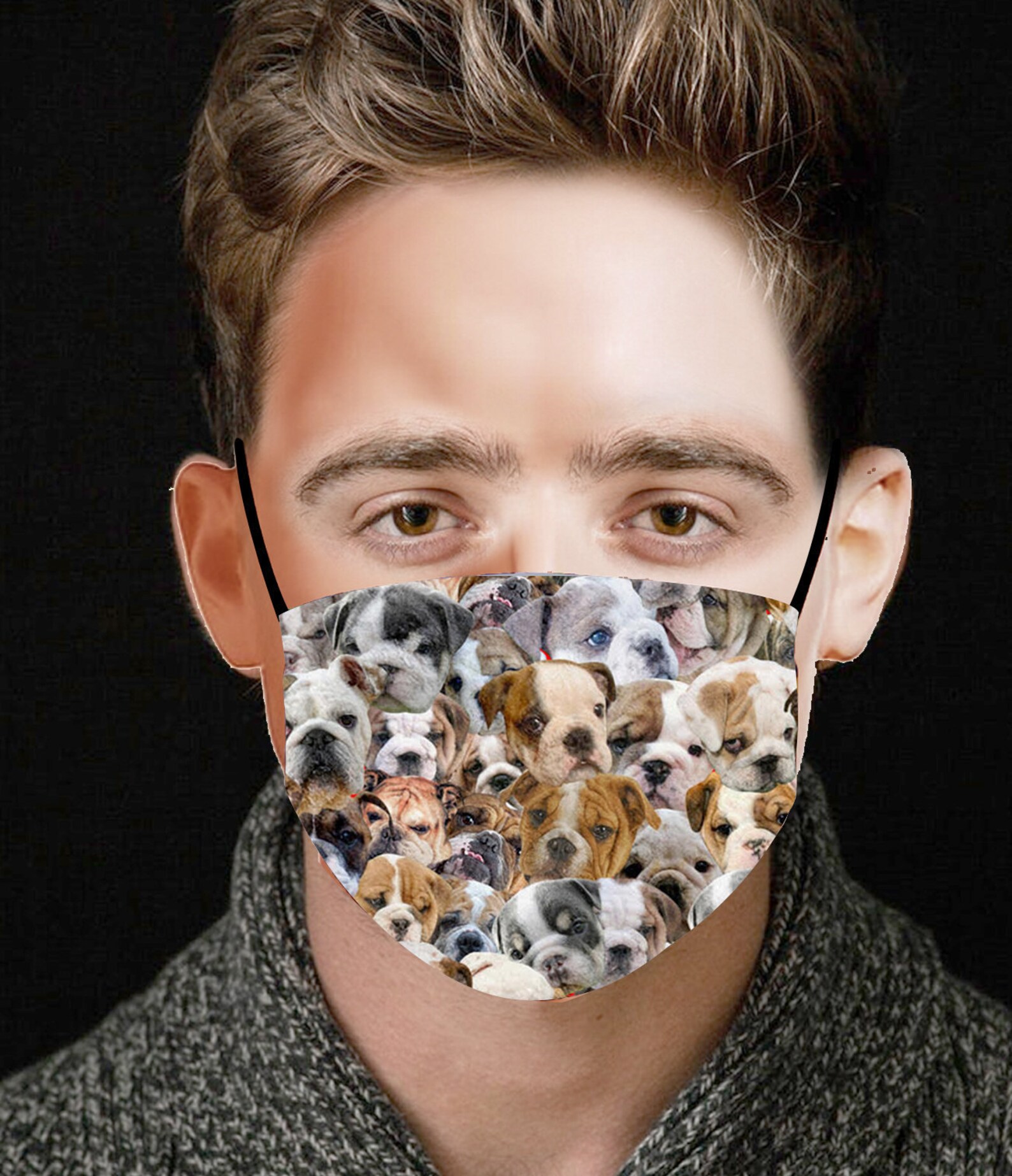 Bulldogs faces Face Mask Dog Print Face Mask Washable Face Etsy