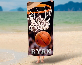 Personalisiertes Basketballplatz-Strandtuch, individuelles Strandtuch, 30x60 Strandtuch, individuelles Sport-Strandtuch, Sommer-Geschenkidee, Partygeschenke