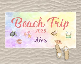 Toalha personalizada tie-dye para viagem de meninas, presentes personalizados para viagem de meninas, ideias para presentes de fim de semana, despedida de solteira na praia, lembrancinhas para festas de adultos, toalha para cruzeiro