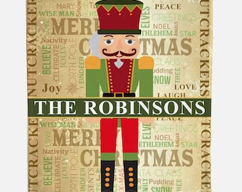 Nutcracker Family Christmas Blanket, Personalized Christmas Throw, Holiday Blanket,Personalized Family Name Blanket,Custom Nutcracker Pillow