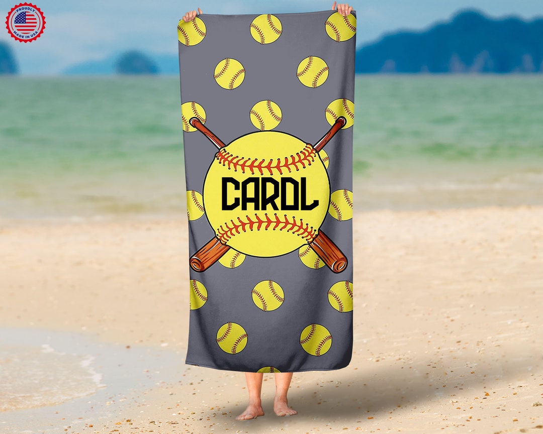 Personalized Softball Beach Towel ,custom Beach Towel ,30x60 Beach
