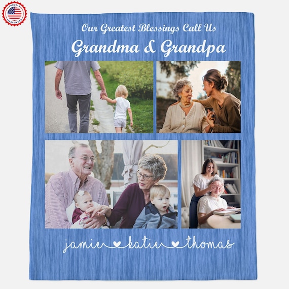 Custom Photo Blanket for Grandparents Best Grandpa or Grandma Collage Blanket christmas Special Gift nana Blanket Gift for Nana Etsy Canada