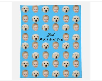 Cobertor personalizado para animais de estimação, cobertor com rosto personalizado, seu rosto de cachorro no cobertor, presente de lembrança para cachorro, presente para mãe de cachorro, presente para pais de animais de estimação, presente de verão