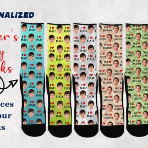 Custom Face Socks, I love Dad socks, Custom Photo Socks, Personalized Socks, Custom Printed Socks, Father&#39;s Day Socks, Dad Socks