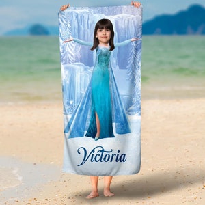 Personalized Princess Face photo towel, Custom Photo Snow Princess Towel, 30x60 Personalized Beach Towel, Baby Shower Gift, Pool Part Favor