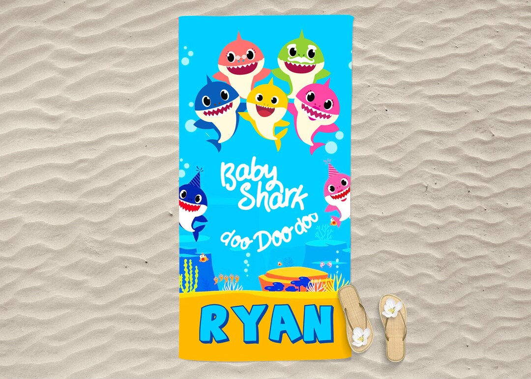 personalized-baby-shark-name-beach-towel-cute-custom-baby-gift-shark
