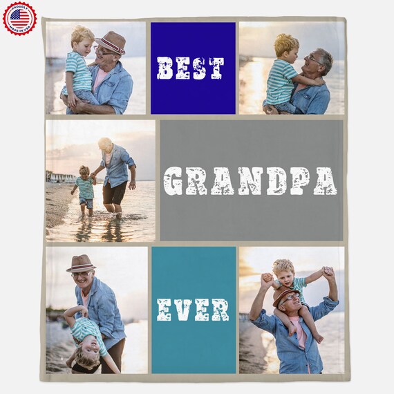 Custom Photo Blanket for Grandparents Best Grandpa or Etsy
