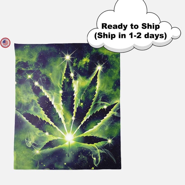 Weed Constellation Light Blanket, Blanket and throws, Green Weed Beautiful Pattern, Ready to ship Blanket, Back to school Gift Idea