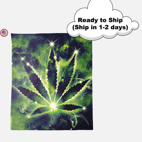 Weed Constellation Light Blanket, Blanket and throws, Green Weed Beautiful Pattern, Ready To ship Blanket, Back to school Gift Idea