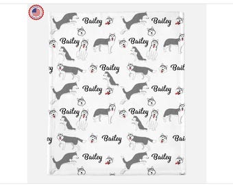 Cobertor para cães Husky, cobertor com nome fofo personalizado, presente para amantes de animais de estimação, mãe de cachorro, cobertor para cães personalizado, presente para amantes de cães, lance com estampa de cachorro