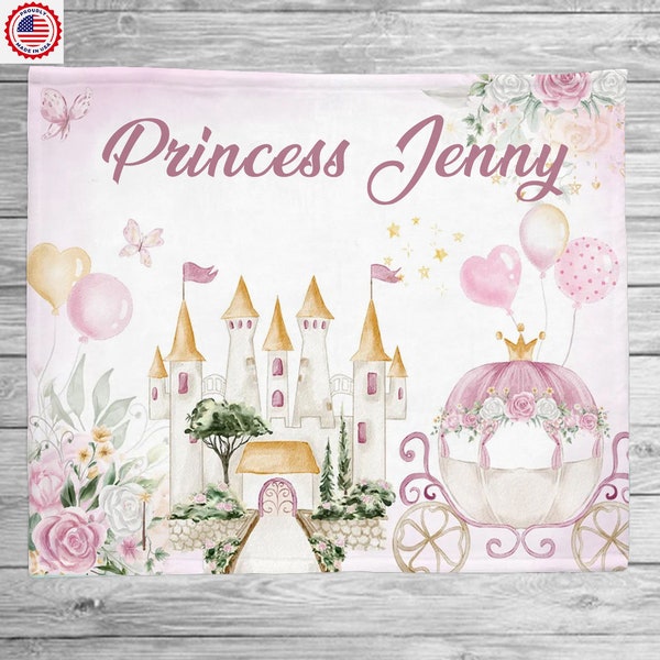 Princess Castle Blanket, Personalized Baby Blanket Girl, Baby Name Blanket, Custom Baby Blanket Girl, Toddler Blanket, Matching Pillowcase
