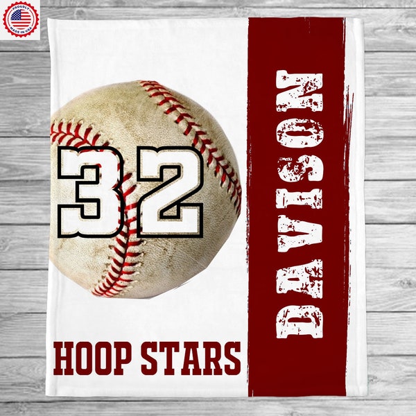 Baseball Player Gift for Him or Her, Custom Sports Name Blanket, Gift from Parents, Sports Lover Blanket,Baseball Team Favors,Baseball Coach
