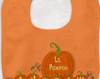 Customized Baby Bib , 1st Halloween, Little Pumpkin, 1st Thanksgiving,