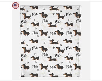 Couverture pour chien teckel, couverture personnalisée avec nom mignon, cadeau pour amoureux des animaux de compagnie, maman chien, couverture personnalisée pour chien, cadeau pour amoureux des chiens, jeté imprimé chien