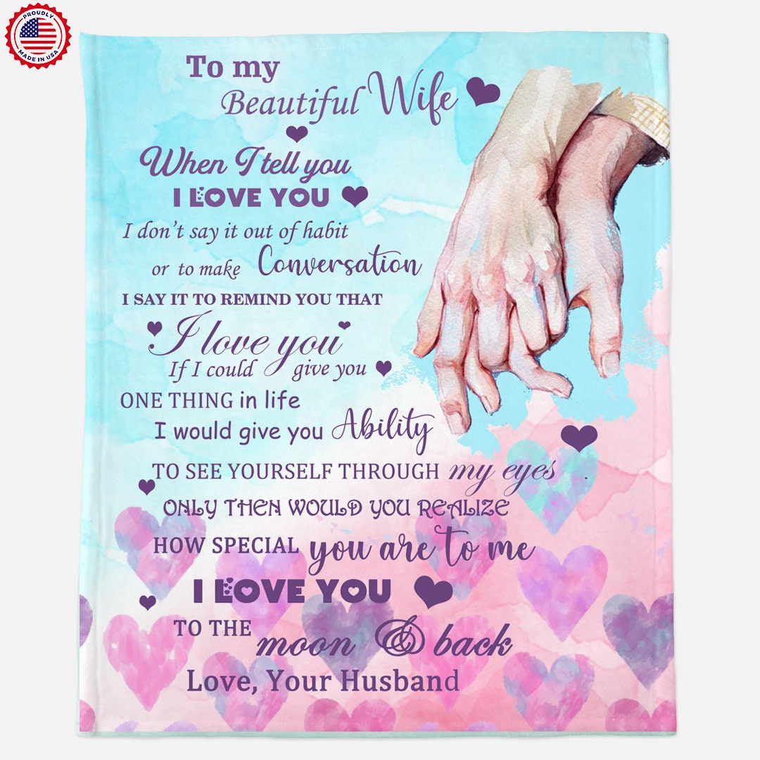 To My Wife Blanket, Personalized Blanket, Husband to Wife, I Love You Forever Always, Letter
