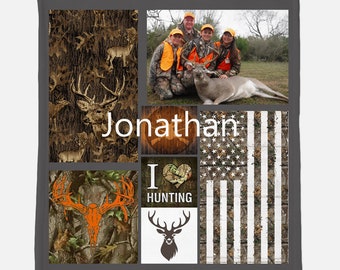 Jagd personalisierte Decke, benutzerdefinierte Bild werfen, personalisiertes Geschenk für Jagdliebhaber, benutzerdefinierte Camo Decke,