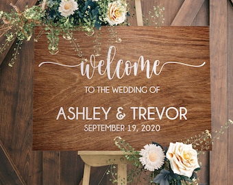 Rustic Wood Wedding Welcome Sign | Personalized Entrance Decor