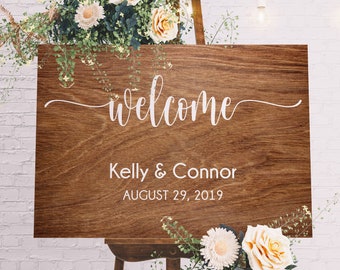 Personalized Wood Wedding Welcome Sign | Rustic Reception Decor