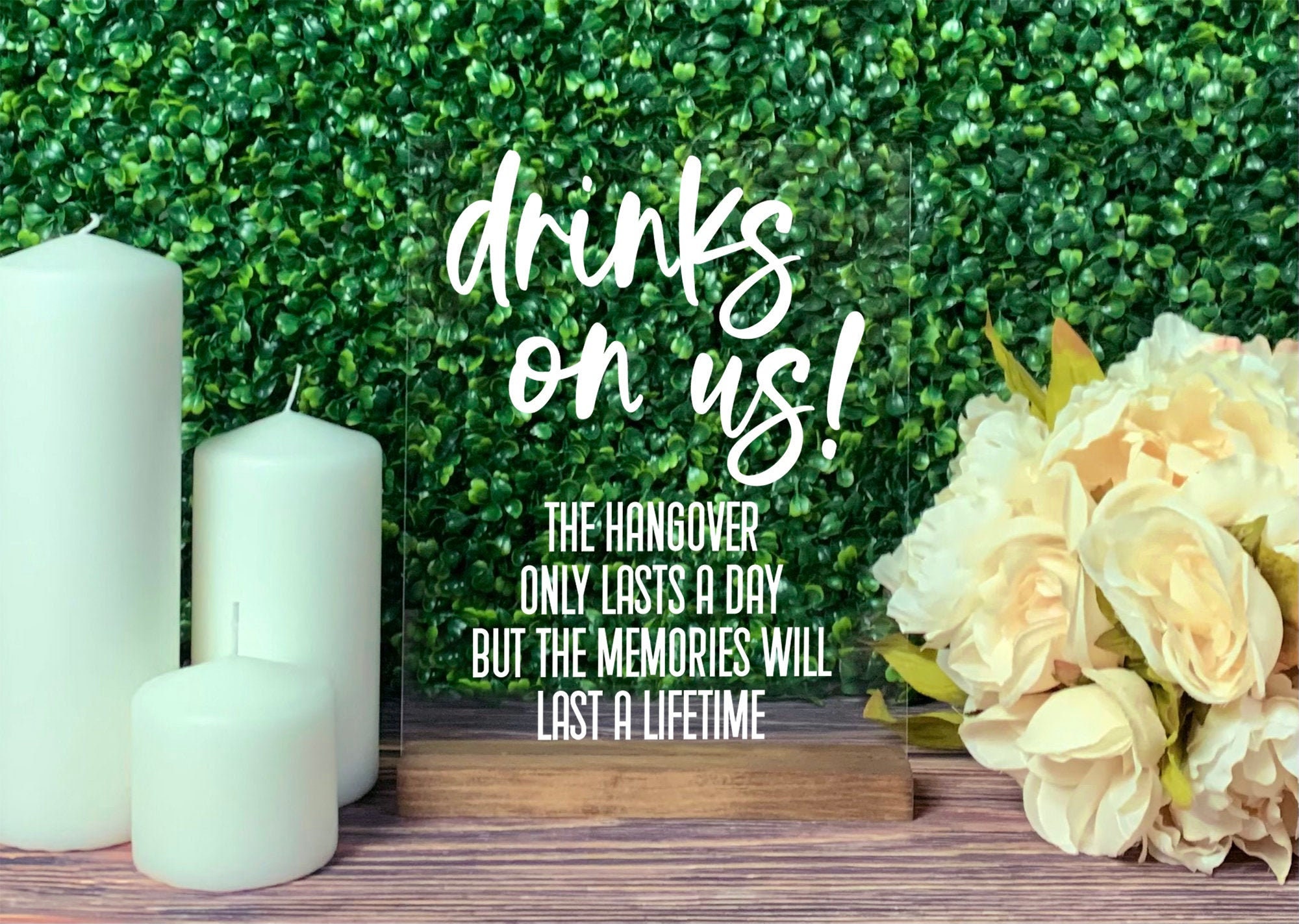 Drinks on Us Acrylic Open Bar Wedding Sign Clear Wedding Etsy