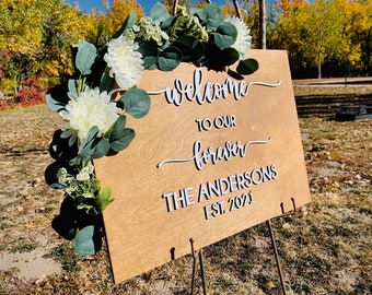 Personalized Wood Wedding Welcome Sign | Rustic Ceremony Decor