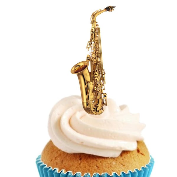 Saxophone Stand Up Cake Toppers (12 pack)