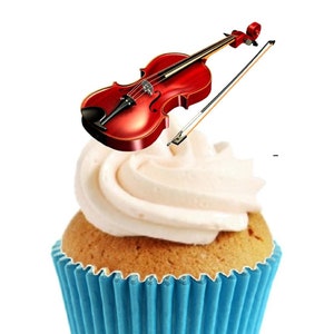 Violin Party Pack 36 Edible Stand Up Cup Cake Toppers Classical