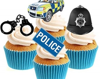 Police Mix Collection Stand Up Cake Toppers (12 pack)