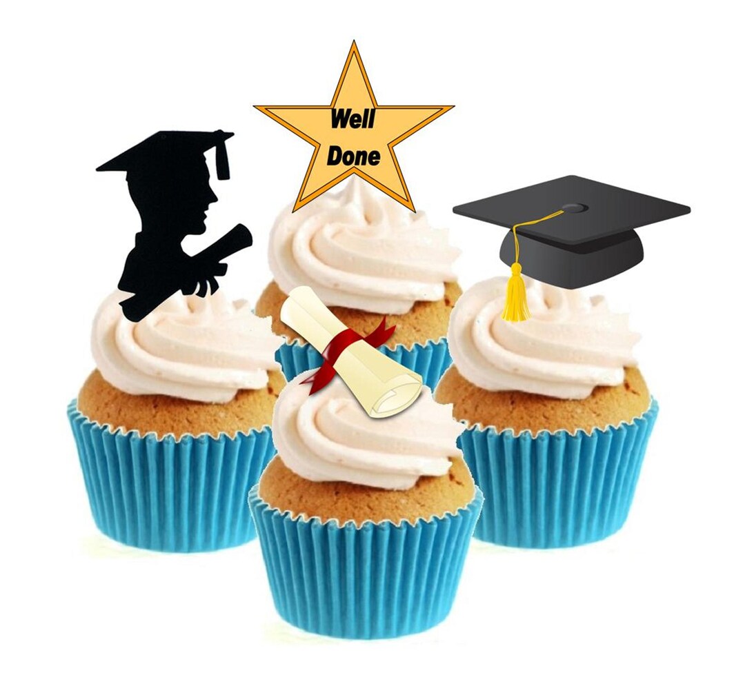 Grad Topper Stand Graduate Male Collection Stand up Cake Toppers (12 Pack) Item Requires ...