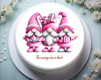 パーソナライズされたお祝いのピンクのノームトリオ 8 インチ