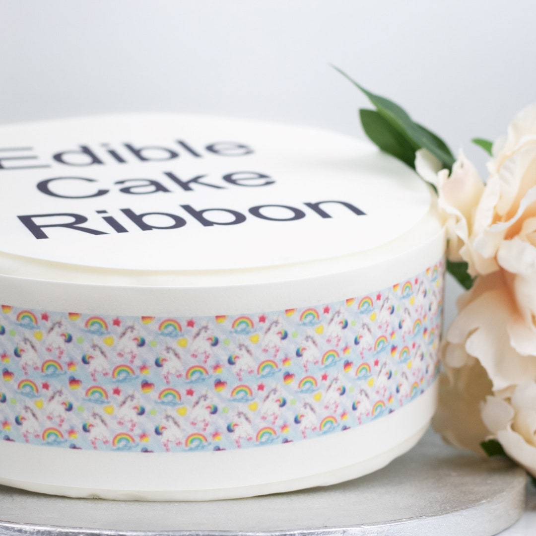 Unicorns & Rainbows Edible Icing Cake Ribbon / Side Strips - Etsy