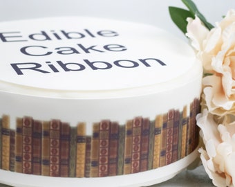 Vintage Books Edible Icing Cake Ribbon / Side Strips