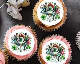 St Patrick's Day Irish Dancers  2" discs  2" / 5cm pre cut ready to use edible cupcake toppers