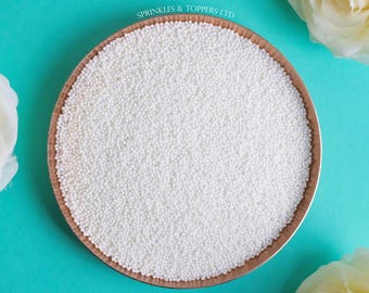 White Shimmer Mini Pearls (1mm) cupcake sprinkles