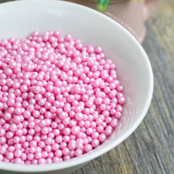  Bakers Choice Bakers Choice Edible Pearls - Metallic Pink  Pearl Sprinkles - Edible Sugar Pearls - Dairy Free - Kosher - 3 Oz