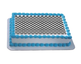 Chequered/checkered Flag Cake Band Ribbon Side Stripes Edible Icing or ...