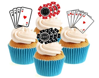 Casino Poker Party Collection Stand Up Cake Toppers (12 pack)