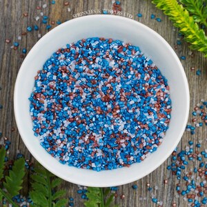 Red, White & Blue Glimmer Sugar Crystals Cupcake / Cake Decoration Sprinkles