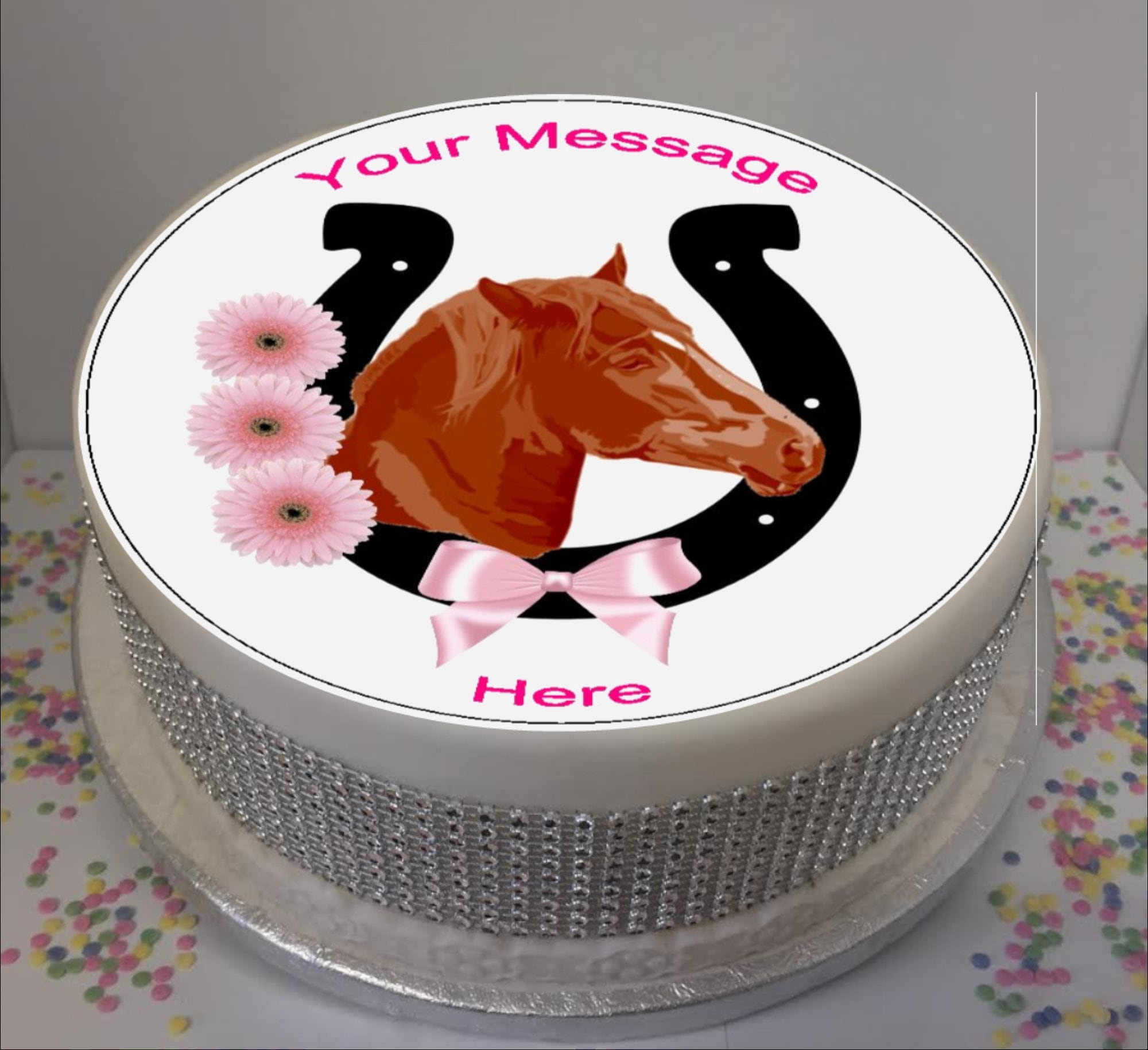 Personalised Horse & Flowers Scene 8 Icing Sheet Cake Etsy