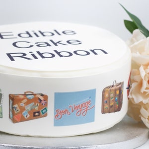 Bon Voyage Edible Icing Cake Ribbon / Bandes latérales