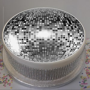 Glitter Ball  8" Icing Sheet Cake Topper