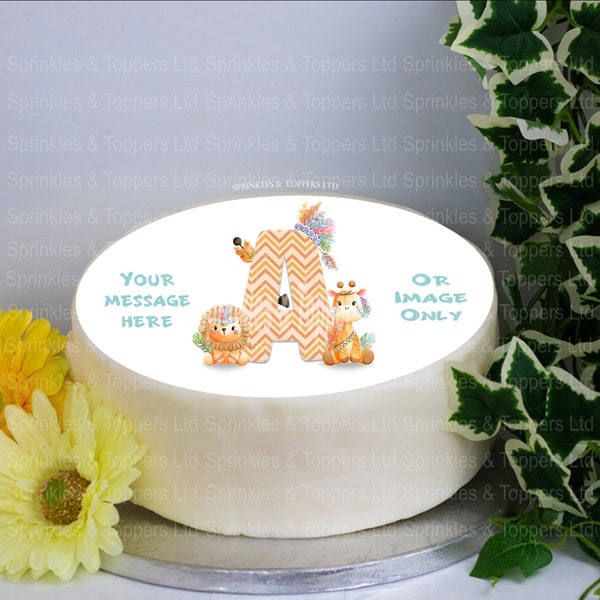 Alphabet Tribal Safari Animals 8" Icing Sheet Cake Topper