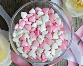Pink & White Tablet Hearts Sprinkles Cupcake / Cake Decorations