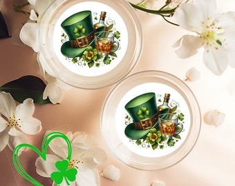 St Patrick's Day Whisky & Hat Fully Edible Drinks Toppers 2" / 5 cm (Pack of 12) pre cut and ready to add to cocktails, soft drinks and more
