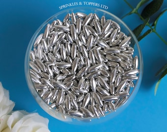 Large Silver Metallic Rice (13mm)