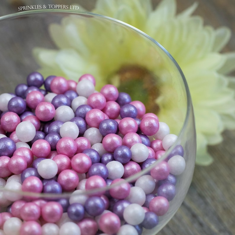 7mm Pink Purple & White Glimmer Pearls Sprinkles Cupcake / Etsy